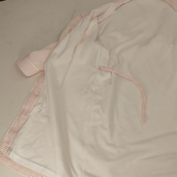 Blush Pink Cotton Terry Lined Waffle Short Wrap Robe High Quality w Pockets L/XL - Picture 9 of 12